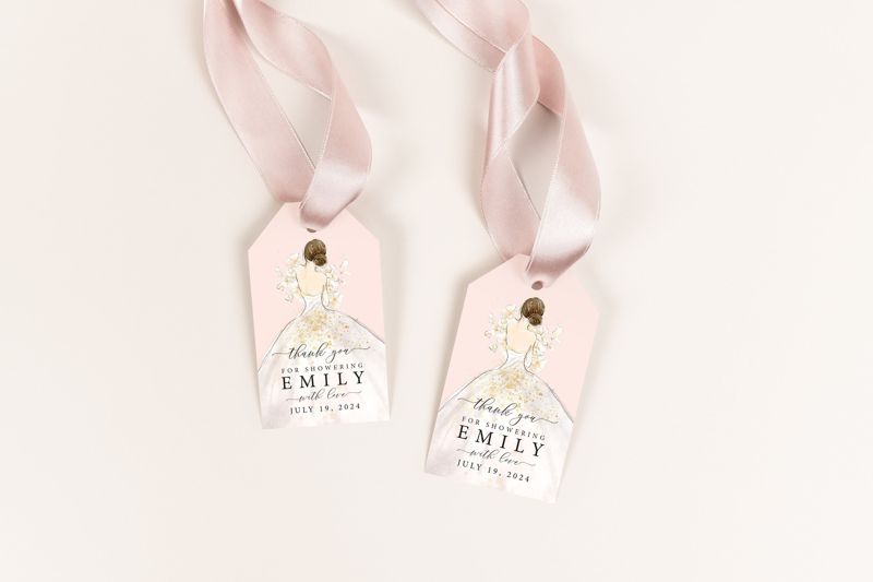 Bridal Shower Favor Tags, Gift Tags, Bridal Luncheon, Bridal Tea, Bridesmaids Luncheon, Wedding Shower (20 printed tags | White Background)