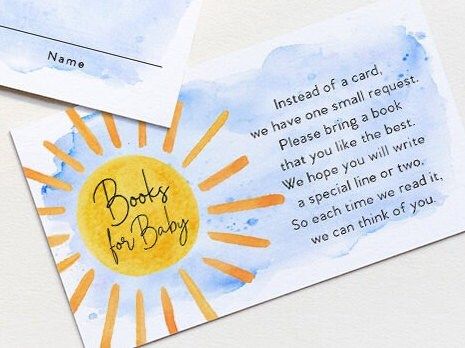 Sunshine Baby Boy Shower Diaper Raffle Tickets or Books for Baby Insert Cards Printed - Here Comes the Son (20 printed cards | Books for Baby)