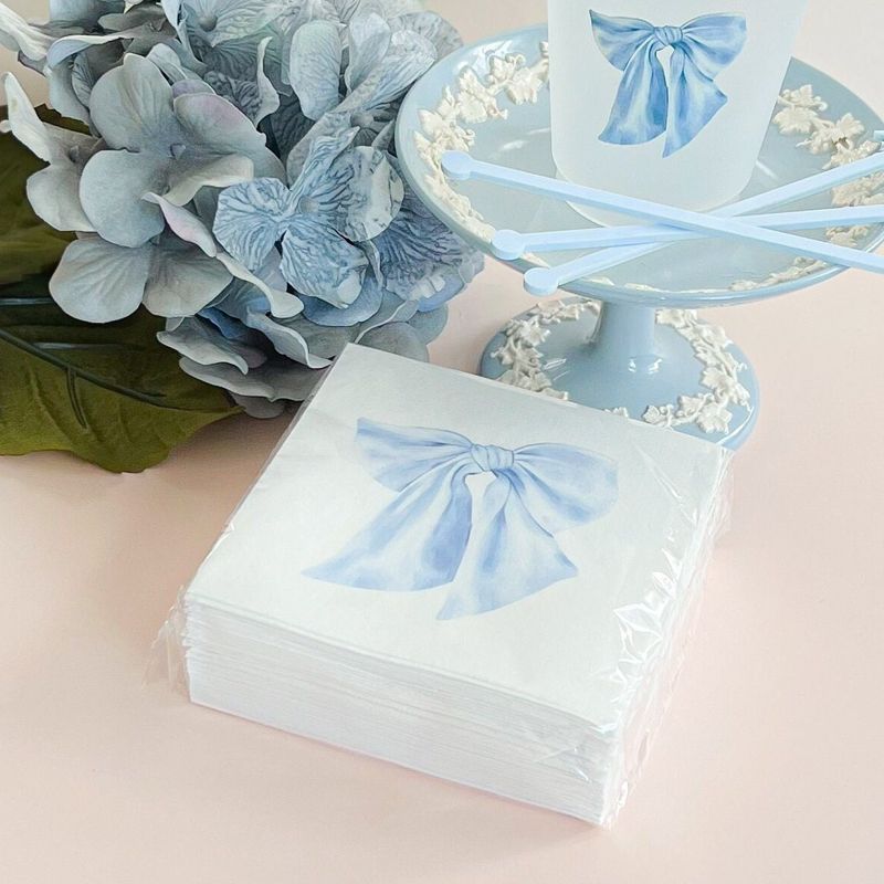 IMPERFECT Blue Bow Cocktail Napkins Pack of 50