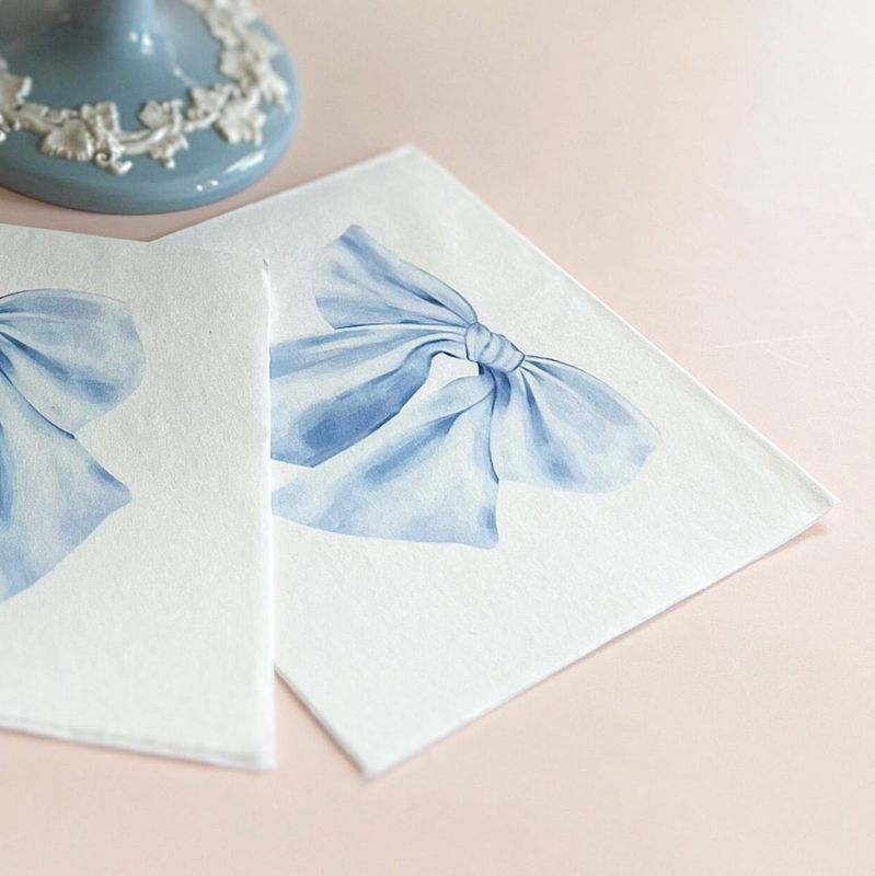 IMPERFECT Blue Bow Cocktail Napkins Pack of 50