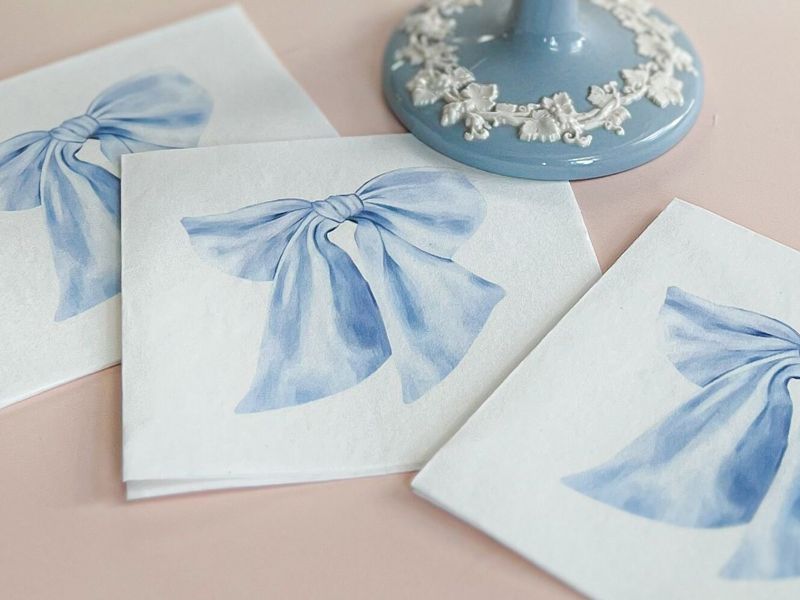 IMPERFECT Blue Bow Cocktail Napkins Pack of 50