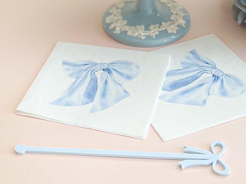 IMPERFECT Blue Bow Cocktail Napkins Pack of 50