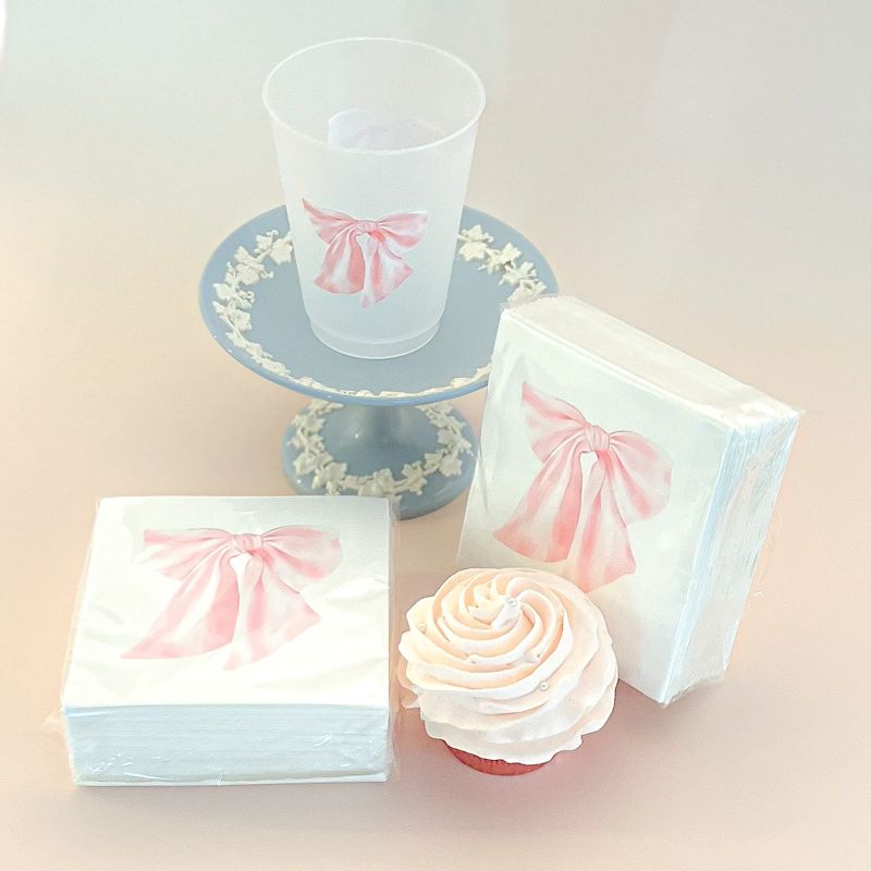 IMPERFECT Pink Bow Cocktail Napkins Pack of 50