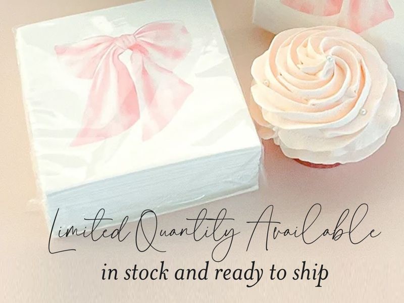 IMPERFECT Pink Bow Cocktail Napkins Pack of 50