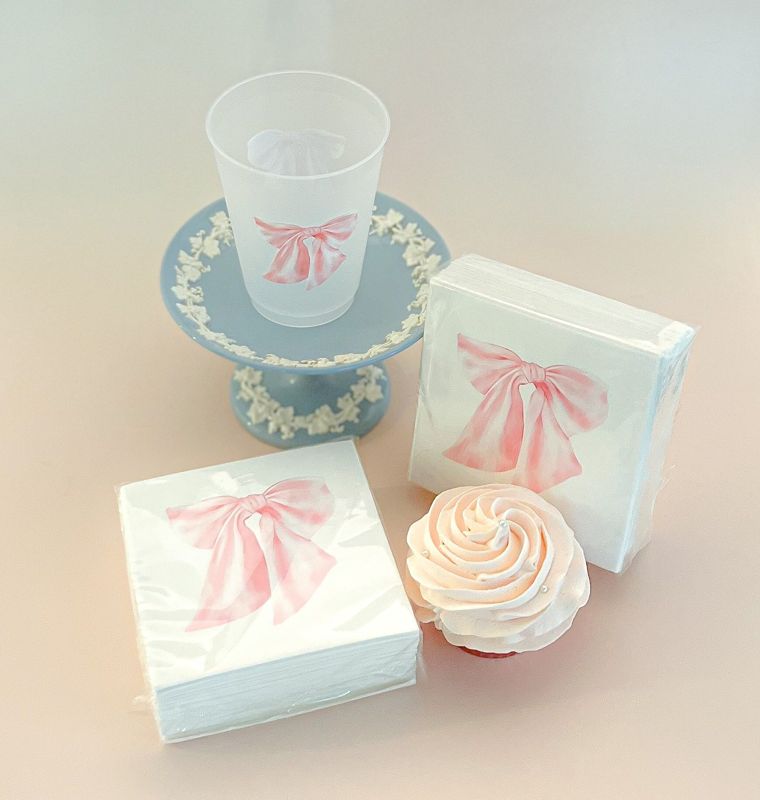 IMPERFECT Pink Bow Cocktail Napkins Pack of 50