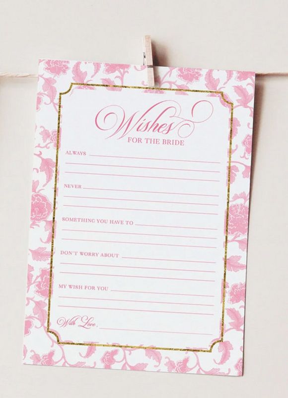 Bridal Shower Games Printed - Pink Toile Chinoiserie Game Cards (20 printed cards, Guess Who Said It)