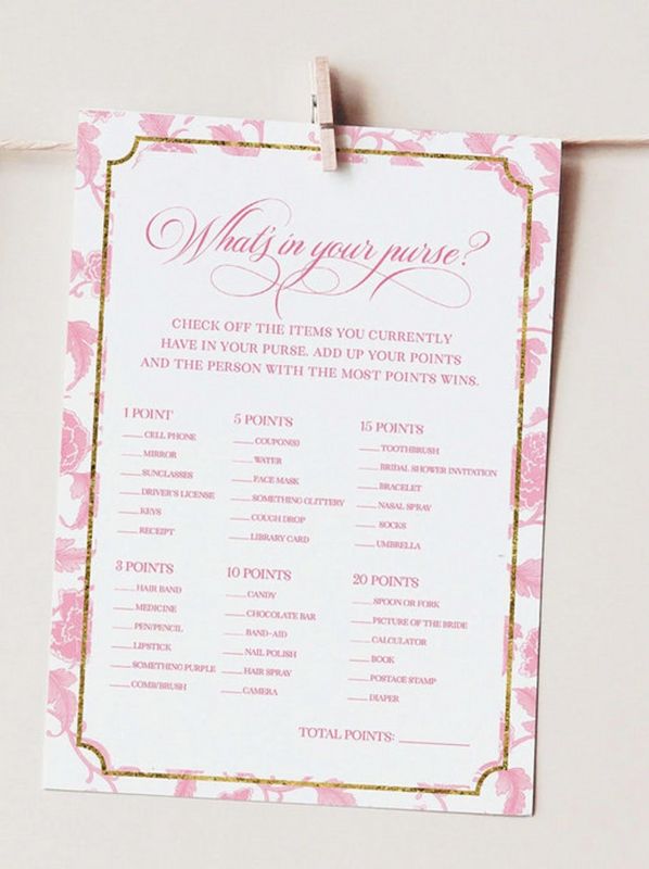 Bridal Shower Games Printed - Pink Toile Chinoiserie Game Cards (20 printed cards, Guess Who Said It)