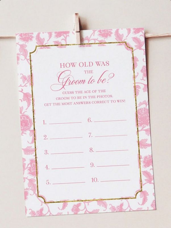Bridal Shower Games Printed - Pink Toile Chinoiserie Game Cards (20 printed cards, Guess Who Said It)