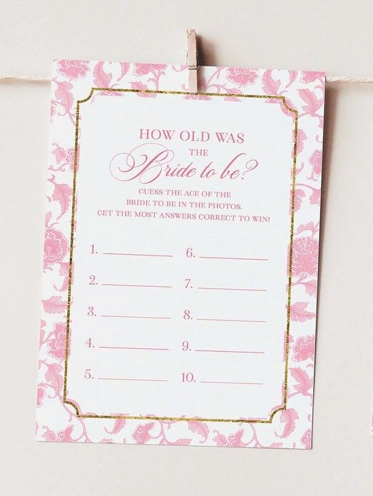 Bridal Shower Games Printed - Pink Toile Chinoiserie Game Cards (20 printed cards, Guess Who Said It)
