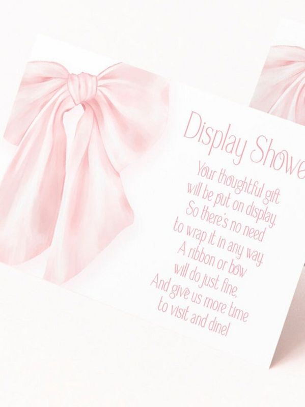 Pink Bow Baby Girl Shower Diaper Raffle Insert Cards Printed, Book Request Insert Card or Display Shower Insert Cards (20 printed cards | Diaper Raffle Ticket)