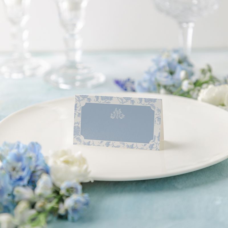 40 Printed Escort Cards for Chinoiserie Toile Bridal Shower Place Cards Chinoiserie Bridal Luncheon - Initial Escort Cards (H)