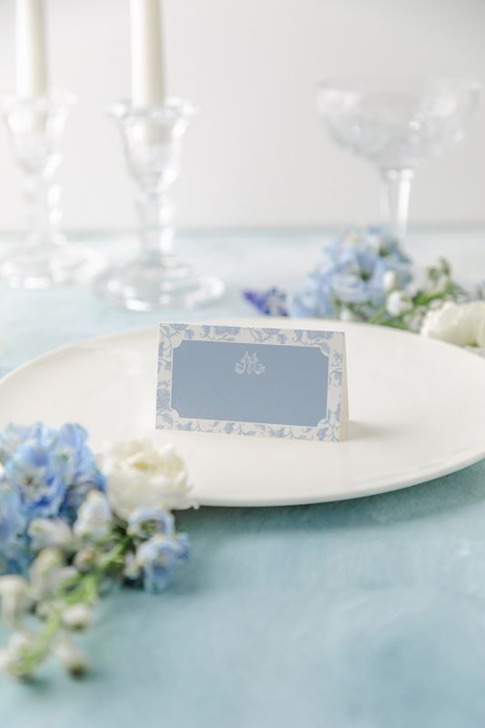40 Printed Escort Cards for Chinoiserie Toile Bridal Shower Place Cards Chinoiserie Bridal Luncheon - Initial Escort Cards (H)