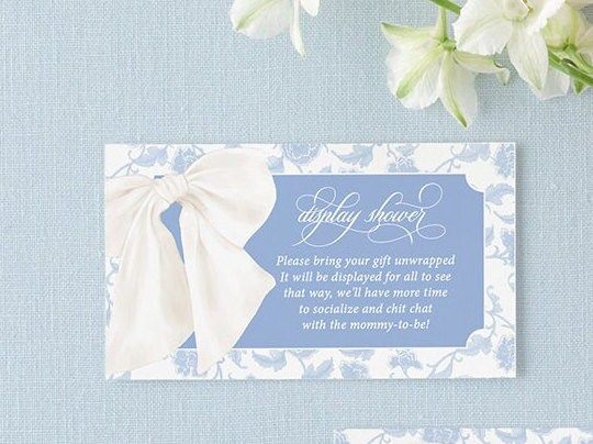 Baby Boy Shower Insert Cards Blue Toile Chinoiserie - Diaper Raffle or Display Shower or Books for Baby Printed - Baby Boy Sprinkle 1 (20 printed cards | Books for Baby)