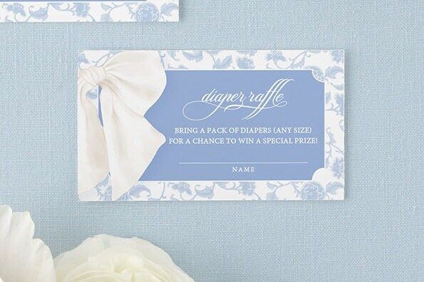Baby Boy Shower Insert Cards Blue Toile Chinoiserie - Diaper Raffle or Display Shower or Books for Baby Printed - Baby Boy Sprinkle 1 (20 printed cards | Books for Baby)