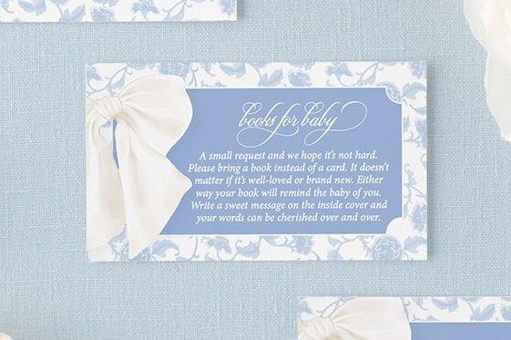 Baby Boy Shower Insert Cards Blue Toile Chinoiserie - Diaper Raffle or Display Shower or Books for Baby Printed - Baby Boy Sprinkle 1 (20 printed cards | Books for Baby)