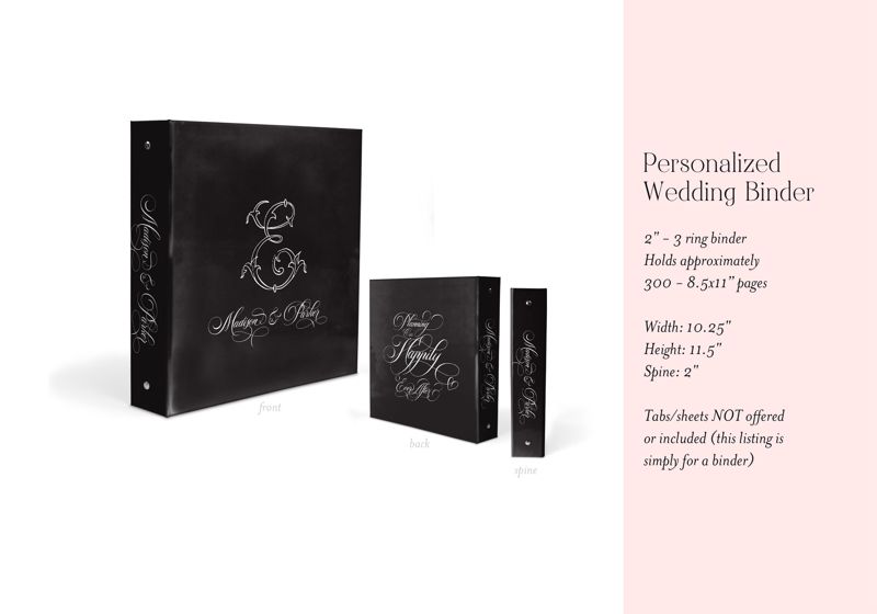 Personalized Wedding Planner Binder - Bride Gift - Wedding Planning Book - Gift for Her Wedding Organizer Engagement Gift - Black and White