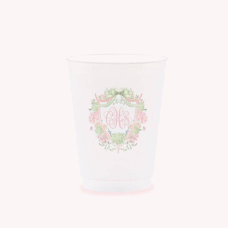 Party Cups with Monogram Crest Baby Girl Shower Sprinkle Cups, 1st Birthday Party, Fancy Tea Party, Girl Birthday (25 cups (minimum))