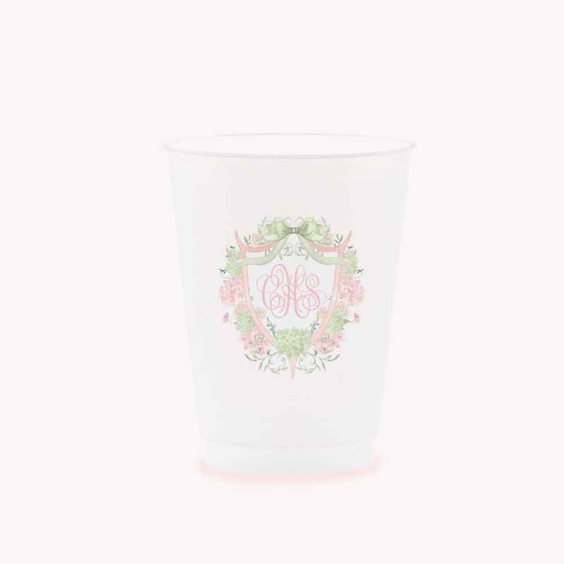 Party Cups with Monogram Crest Baby Girl Shower Sprinkle Cups, 1st Birthday Party, Fancy Tea Party, Girl Birthday (25 cups (minimum))