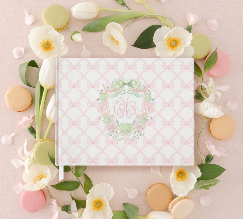 Monogram Guest Book for Girl Baby Shower or Baby Sprinkle - First Birthday Guestbook - Baby Shower Gift Pink Personalized