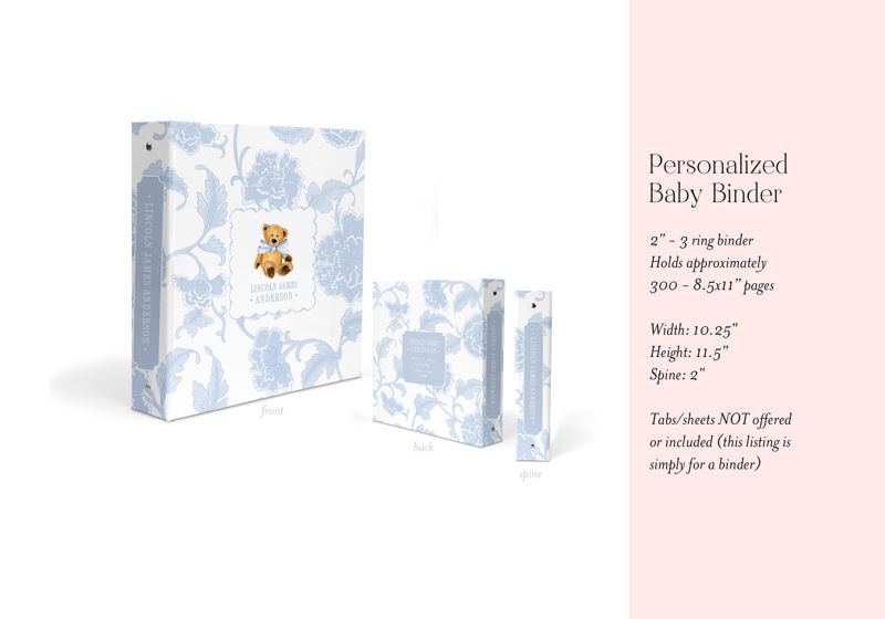 Classic Teddy Bear Baby Boy Book Binder - Newborn Memory Book Blank Baby Book - Custom 3 Ring Binder - Baby Shower Gift - Newborn Baby Gift