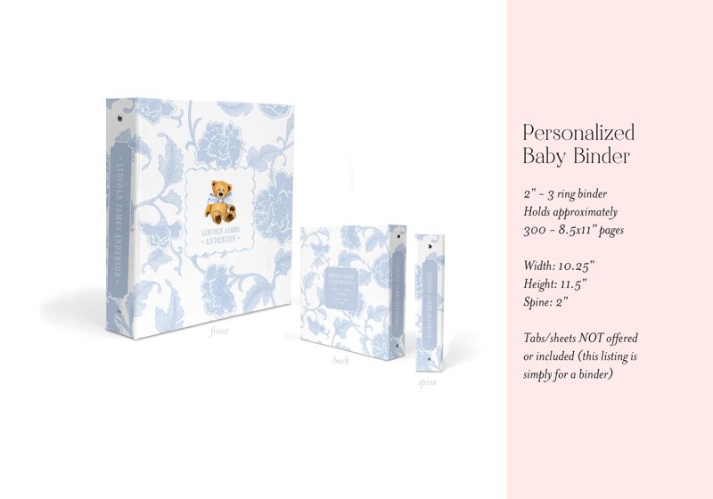 Classic Teddy Bear Baby Boy Book Binder - Newborn Memory Book Blank Baby Book - Custom 3 Ring Binder - Baby Shower Gift - Newborn Baby Gift
