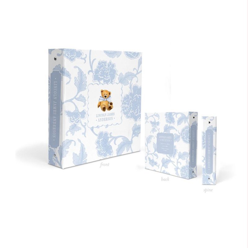 Classic Teddy Bear Baby Boy Book Binder - Newborn Memory Book Blank Baby Book - Custom 3 Ring Binder - Baby Shower Gift - Newborn Baby Gift