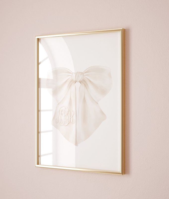 Creme Bow Baby Girl Wall Art Print for Nursery - Coquette Bow 8x10 Watercolor Art Print - Girl Room Decor - Baby Girl Nursery (5x7 inches | Portait)