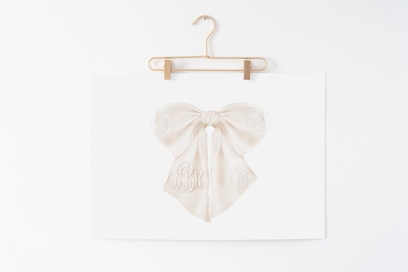 Creme Bow Baby Girl Wall Art Print for Nursery - Coquette Bow 8x10 Watercolor Art Print - Girl Room Decor - Baby Girl Nursery (5x7 inches | Portait)