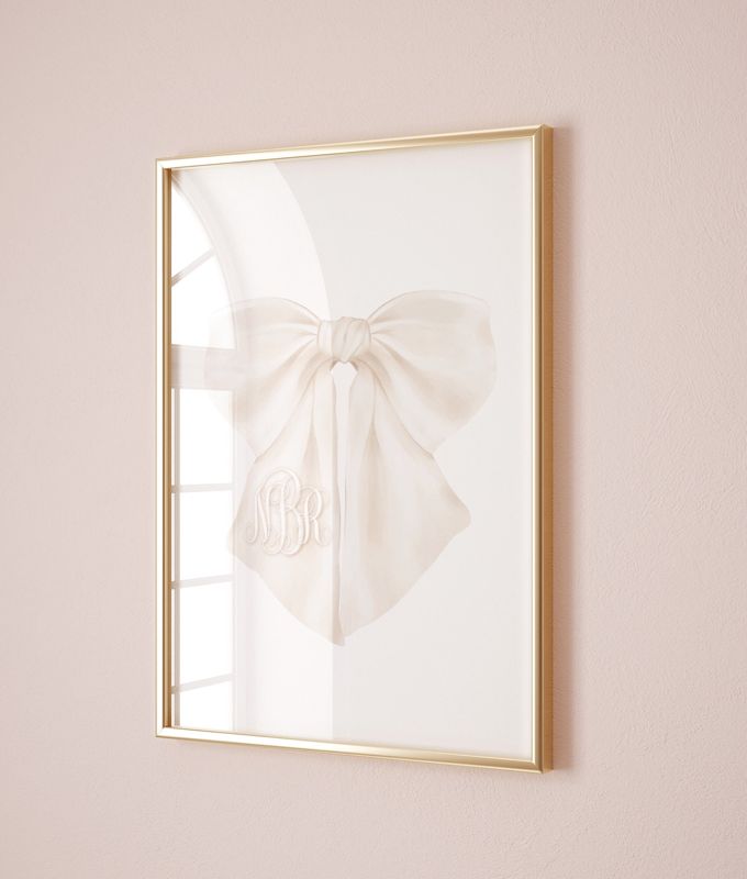 Creme Bow Baby Girl Wall Art Print for Nursery - Coquette Bow 8x10 Watercolor Art Print - Girl Room Decor - Baby Girl Nursery (5x7 inches | Portait)