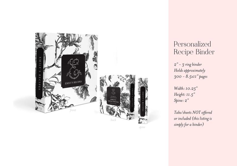 Toile Recipe Book Binder - Recipes for Bride to Be - Bridal Shower Gift Cookbook - Custom 3 Ring Binder - Engagement Gift for Bride (Yes)