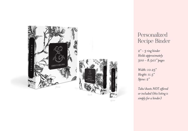 Toile Recipe Book Binder - Recipes for Bride to Be - Bridal Shower Gift Cookbook - Custom 3 Ring Binder - Engagement Gift for Bride (Yes)
