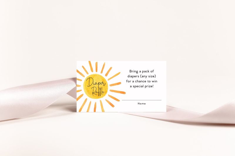 Sunshine Baby Shower Diaper Raffle Insert Cards Printed (20 printed cards)