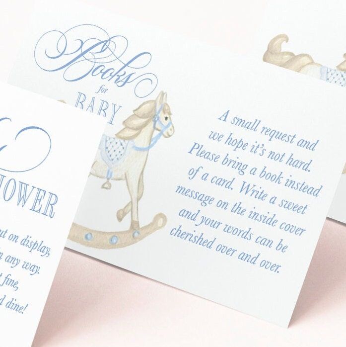 Rocking Horse Boy Baby Shower Books for Baby Insert Cards Printed with Rocking Horse - Baby Boy Sprinkle (20 printed cards | Books for Baby)