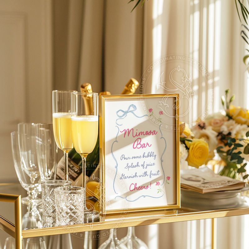 Hand Drawn Mimosa Bar Sign for Gender Neutral Baby Shower Printable - Printable 8x10 - Baby Girl or Baby Boy Sprinkle