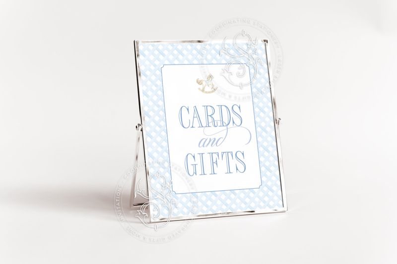 Printable Cards and Gifts Sign for Rocking Horse Boy Baby Shower or Sprinkle - Printable 8x10