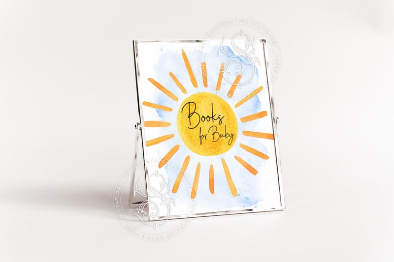 Books for Baby Printable Sign for Sunshine Baby Boy Shower, Printable 8x10 INSTANT DOWNLOAD