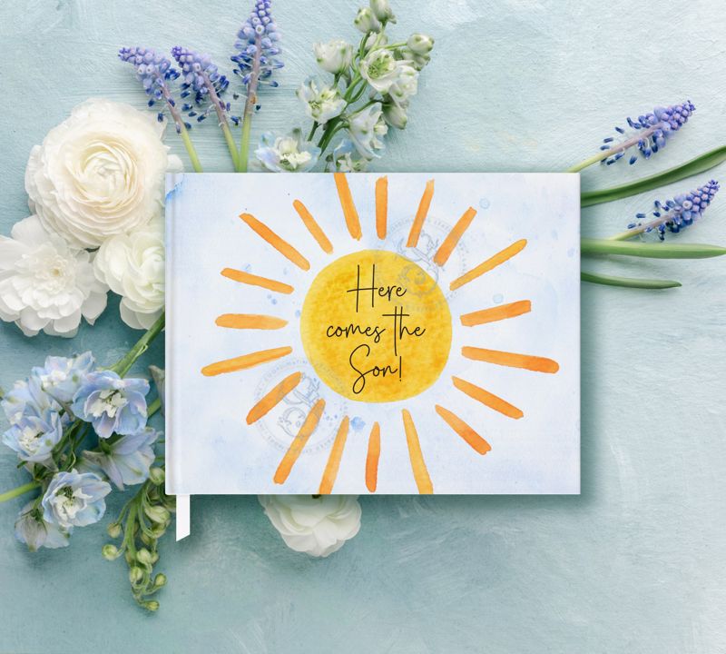 Sunshine Boy Baby Shower Guest Book - Here Comes the Son - Baby Boy Sprinkle Guest Book