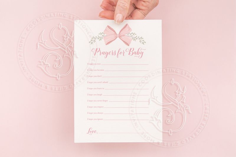 Prayers for Baby Girl Shower Game - PRINTABLE Pink Bow Baby Girl Sprinkle