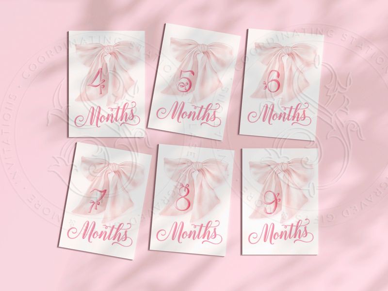 Baby Girl Milestone Cards Printed - Baby Gift - New Mom - Baby Shower Gift Ideas - Baby Month Cards - Keepsake Memories - Fancy Pink Bow