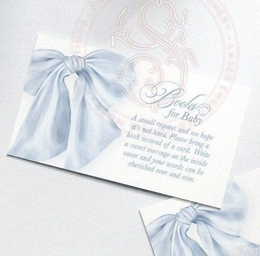Boy Baby Shower Books for Baby Insert Card Blue Bow - Bring a book instead of a card - Printables INSTANT DOWNLOAD