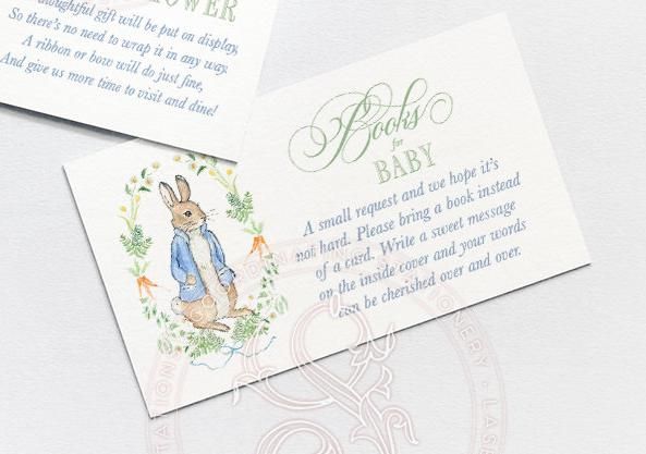Rabbit Boy Baby Shower Books for Baby Insert Cards Printed - Baby Boy Sprinkle - Gender Neutral (20 printed cards | Books for Baby)