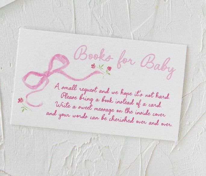 Hand Drawn Baby Shower Books for Baby Insert Card - Girl Baby Shower - Bring a book - Printables INSTANT DOWNLOAD
