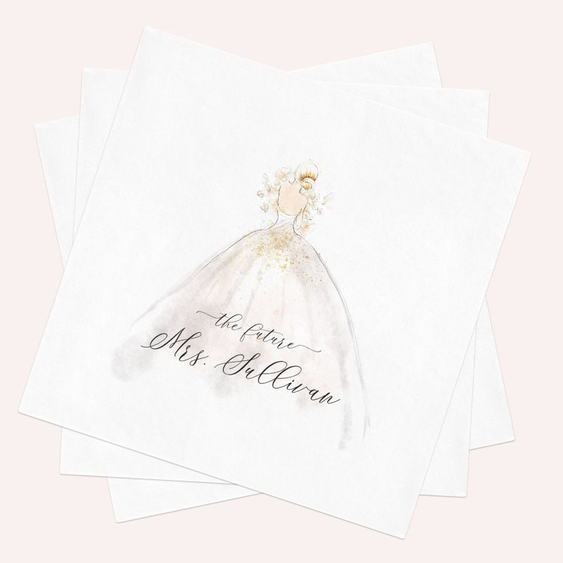 Cocktail Napkins for Bridal Shower - Personalized Paper Napkins - Bridesmaids Luncheon - Custom Napkins for Bridal Tea (100 Printed Napkins | Platinum blonde)