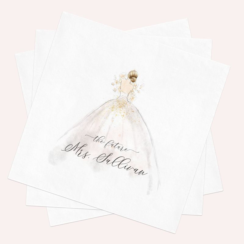 Cocktail Napkins for Bridal Shower - Personalized Paper Napkins - Bridesmaids Luncheon - Custom Napkins for Bridal Tea (100 Printed Napkins | Platinum blonde)