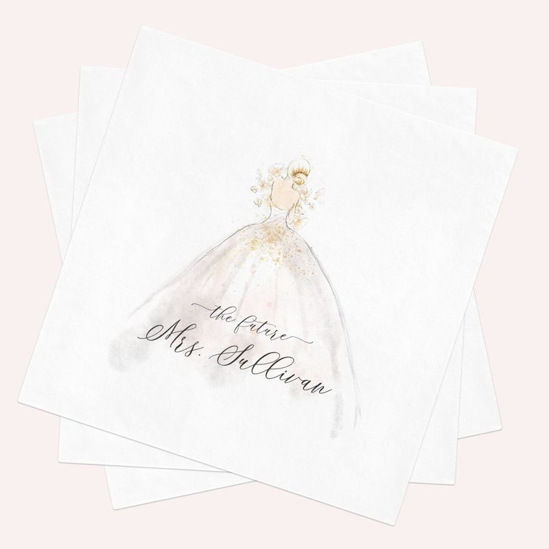 Cocktail Napkins for Bridal Shower - Personalized Paper Napkins - Bridesmaids Luncheon - Custom Napkins for Bridal Tea (100 Printed Napkins | Platinum blonde)