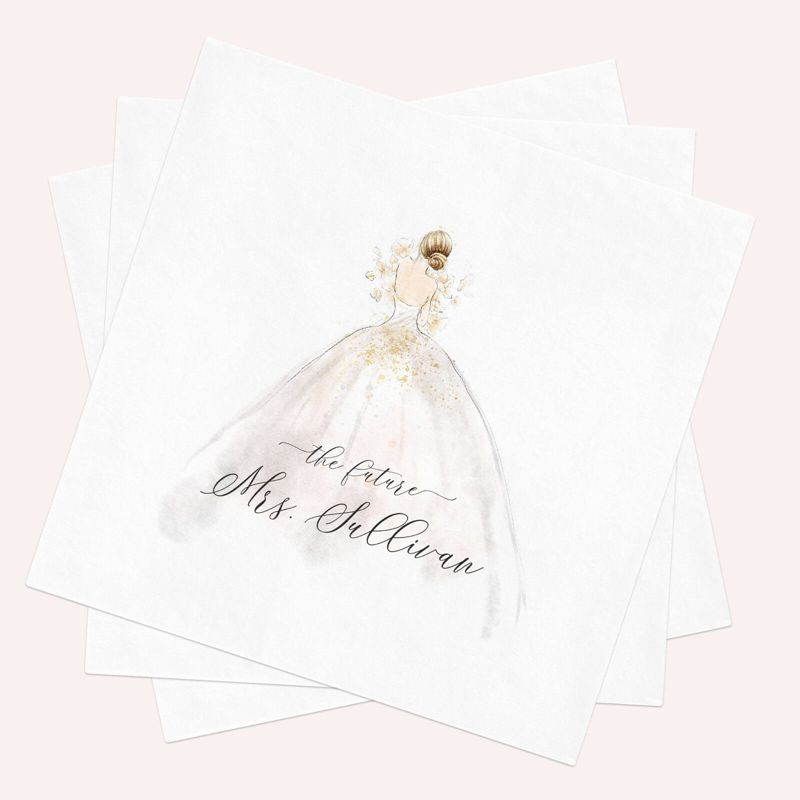 Cocktail Napkins for Bridal Shower - Personalized Paper Napkins - Bridesmaids Luncheon - Custom Napkins for Bridal Tea (100 Printed Napkins | Platinum blonde)