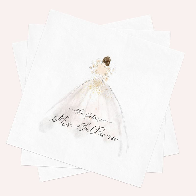 Cocktail Napkins for Bridal Shower - Personalized Paper Napkins - Bridesmaids Luncheon - Custom Napkins for Bridal Tea (100 Printed Napkins | Platinum blonde)