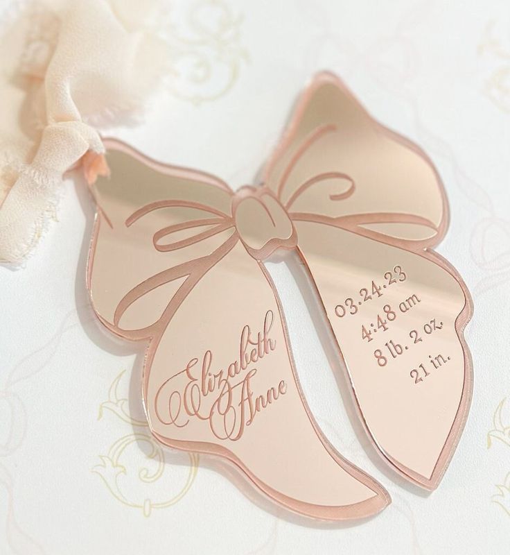 Lilac Bow babys First Christmas ornament birth statistic ornament Keepsake birth information stats Ornament Baby Girl Purple Ribbon (Lilac Purple Mirror)