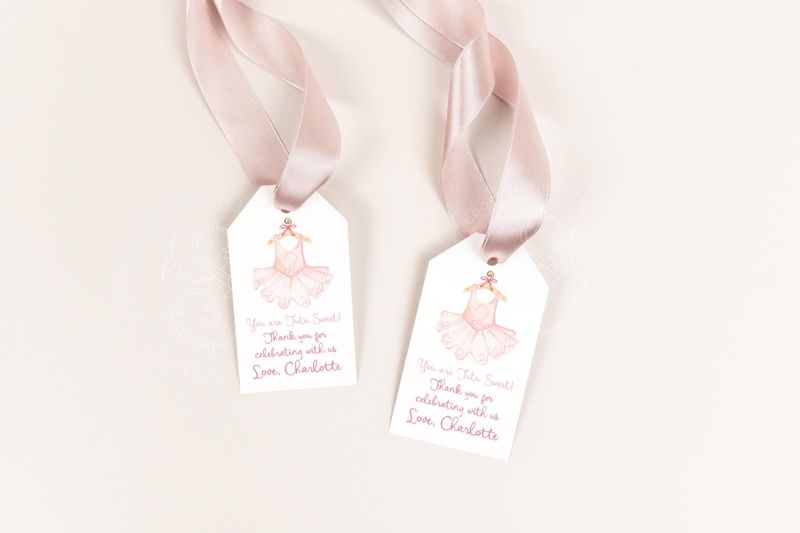 Tutu Birthday Party Printed Favor Tags, Thank you tag, Gift Tag, Girl Ballet Birthday (20 printed tags)