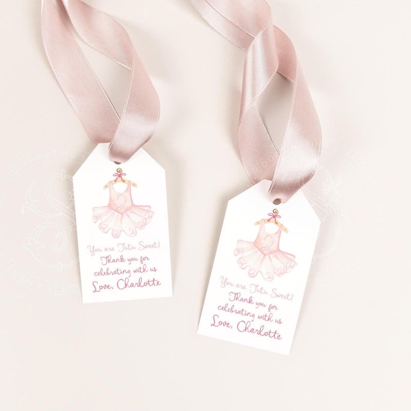 Tutu Birthday Party Printed Favor Tags, Thank you tag, Gift Tag, Girl Ballet Birthday (20 printed tags)
